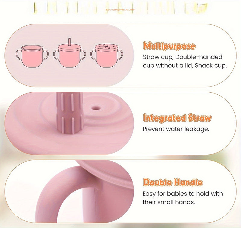Conjunto de Alimentação de Silicone sem BPA de 10 Peças para Crianças, Estampa de Animal Rosa, Inclui Divisórias com Ventosa, Colher, Garfo, Caneca com Palhinha, Babador, Seguro para Micro-ondas e Forno, Suprimentos para Alimentação Dirigida pelo Bebê