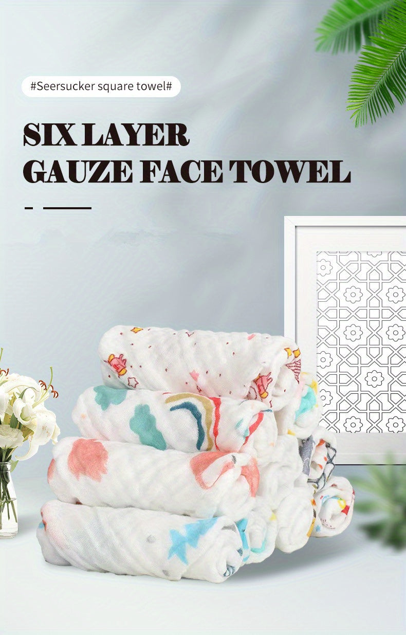5pcs 30x30cm Cotton Soft Baby Towels, Baby Face Towels, Handkerchief, Bathing Feeding Face Washcloth, Wipe, Burp Cloths