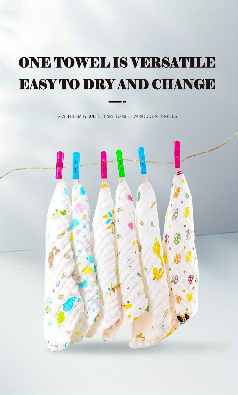 5pcs 30x30cm Cotton Soft Baby Towels, Baby Face Towels, Handkerchief, Bathing Feeding Face Washcloth, Wipe, Burp Cloths