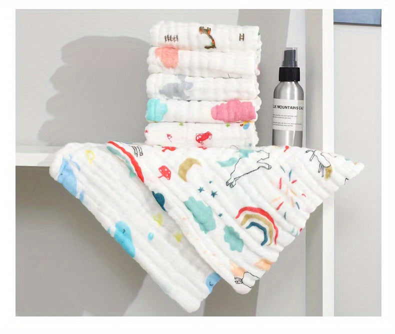 5pcs 30x30cm Cotton Soft Baby Towels, Baby Face Towels, Handkerchief, Bathing Feeding Face Washcloth, Wipe, Burp Cloths
