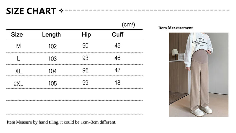 Spring Autumn Fashion Maternity Straight Pants Wide Leg Loose Across High Waist Trousers Clothes for Pregnant Women Pregnancy
