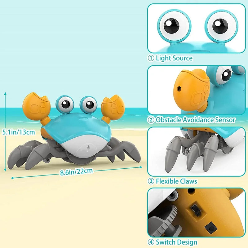 Crawling Crab Baby Toy Tummy Time for Baby Games Development Rechargeable Crab Fujao Toy Toddler 0-12 12-36 Months