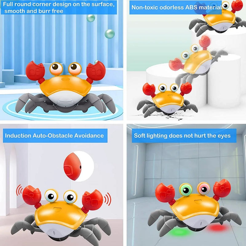 Crawling Crab Baby Toy Tummy Time for Baby Games Development Rechargeable Crab Fujao Toy Toddler 0-12 12-36 Months