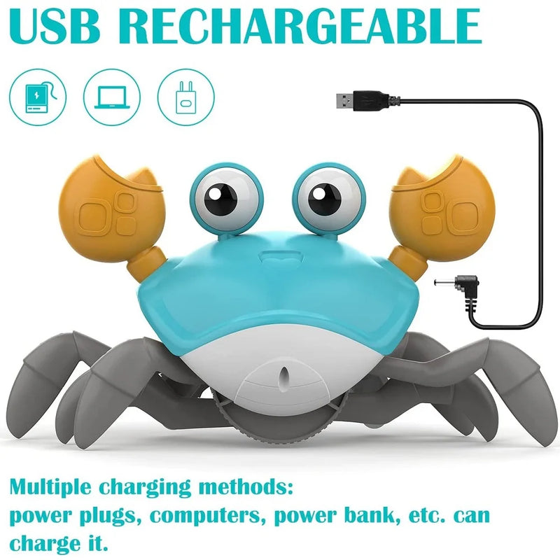 Crawling Crab Baby Toy Tummy Time for Baby Games Development Rechargeable Crab Fujao Toy Toddler 0-12 12-36 Months
