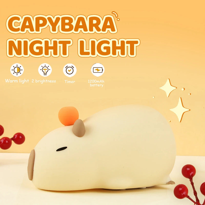 Luz Noturna em formato de Capivara fofinha para quarto de criança
