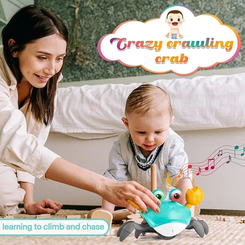 Crawling Crab Baby Toy Tummy Time for Baby Games Development Rechargeable Crab Fujao Toy Toddler 0-12 12-36 Months