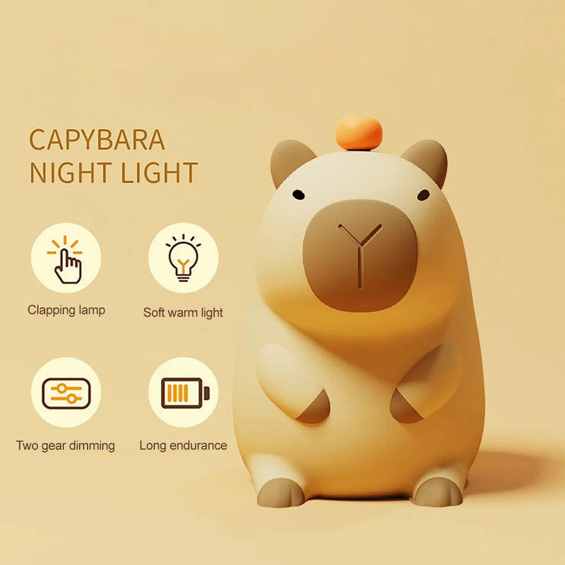 Luz Noturna em formato de Capivara fofinha para quarto de criança