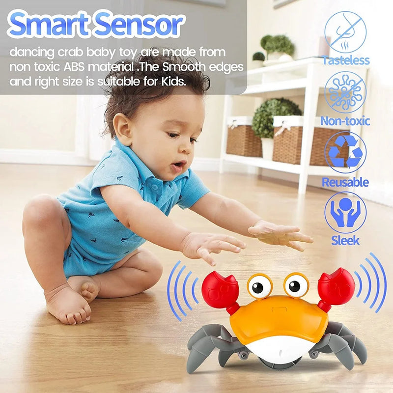 Crawling Crab Baby Toy Tummy Time for Baby Games Development Rechargeable Crab Fujao Toy Toddler 0-12 12-36 Months